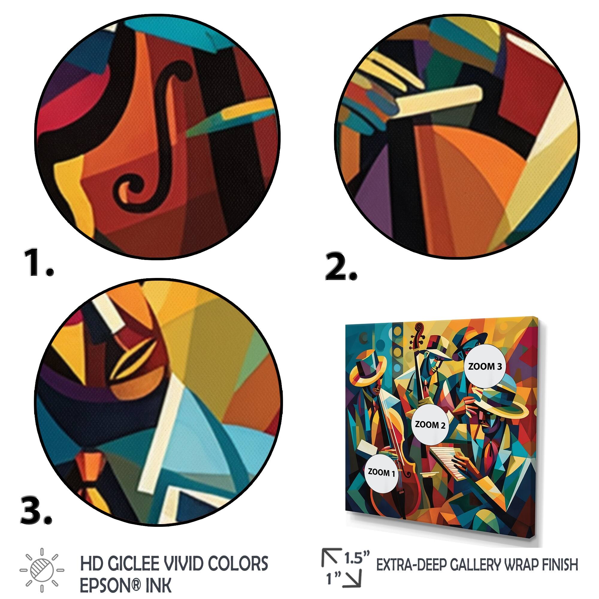 Designart "Jazz Performance On Stage I" Music Jazz Framed Canvas Prints